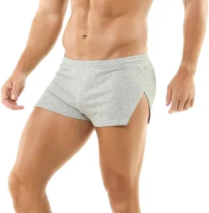Men's Boxer Shorts Cotton Lounge Shorts Split Side Casual Activewear Solid Workout Shorts with Pockets