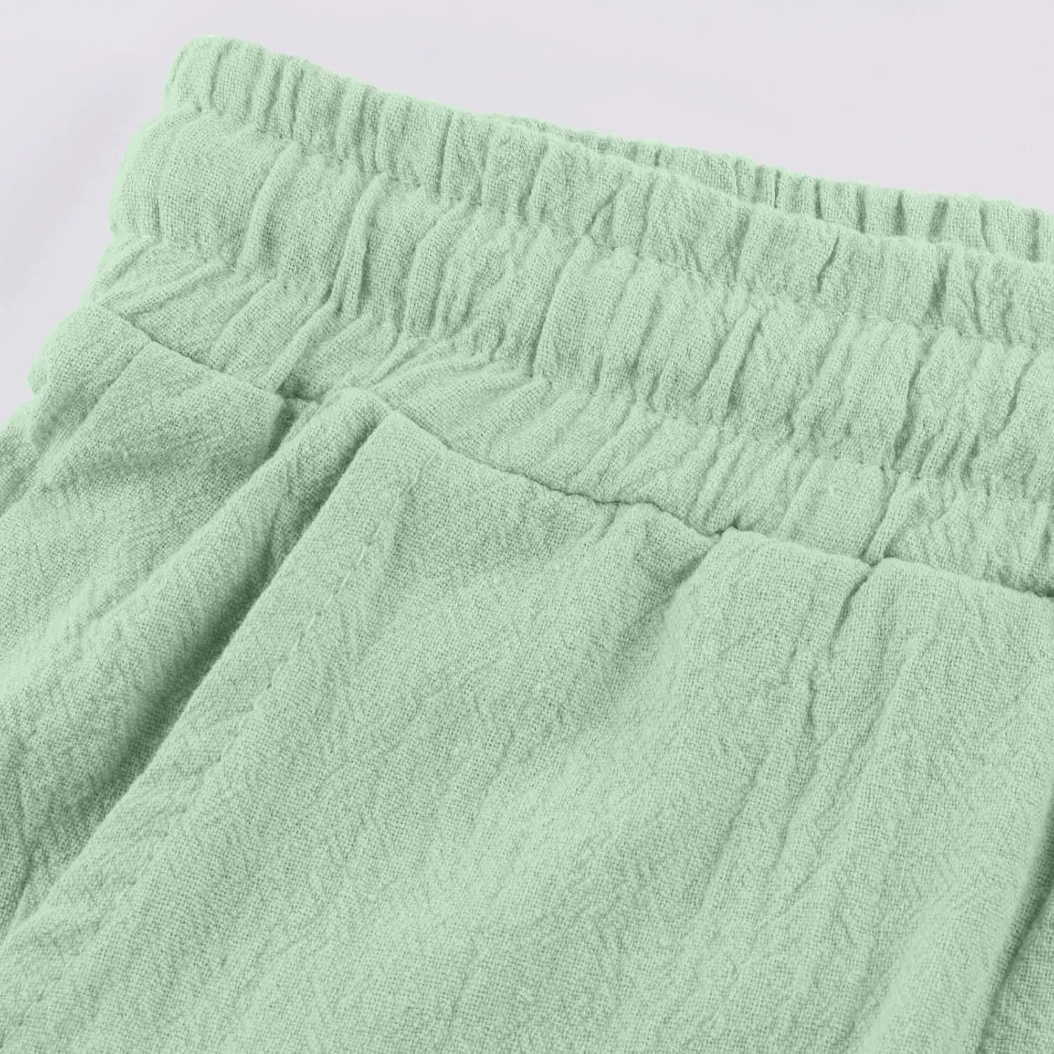 Men's Business Casual Linen Pants Drawstring Elastic Waist Lightweight Summer Beach Trousers