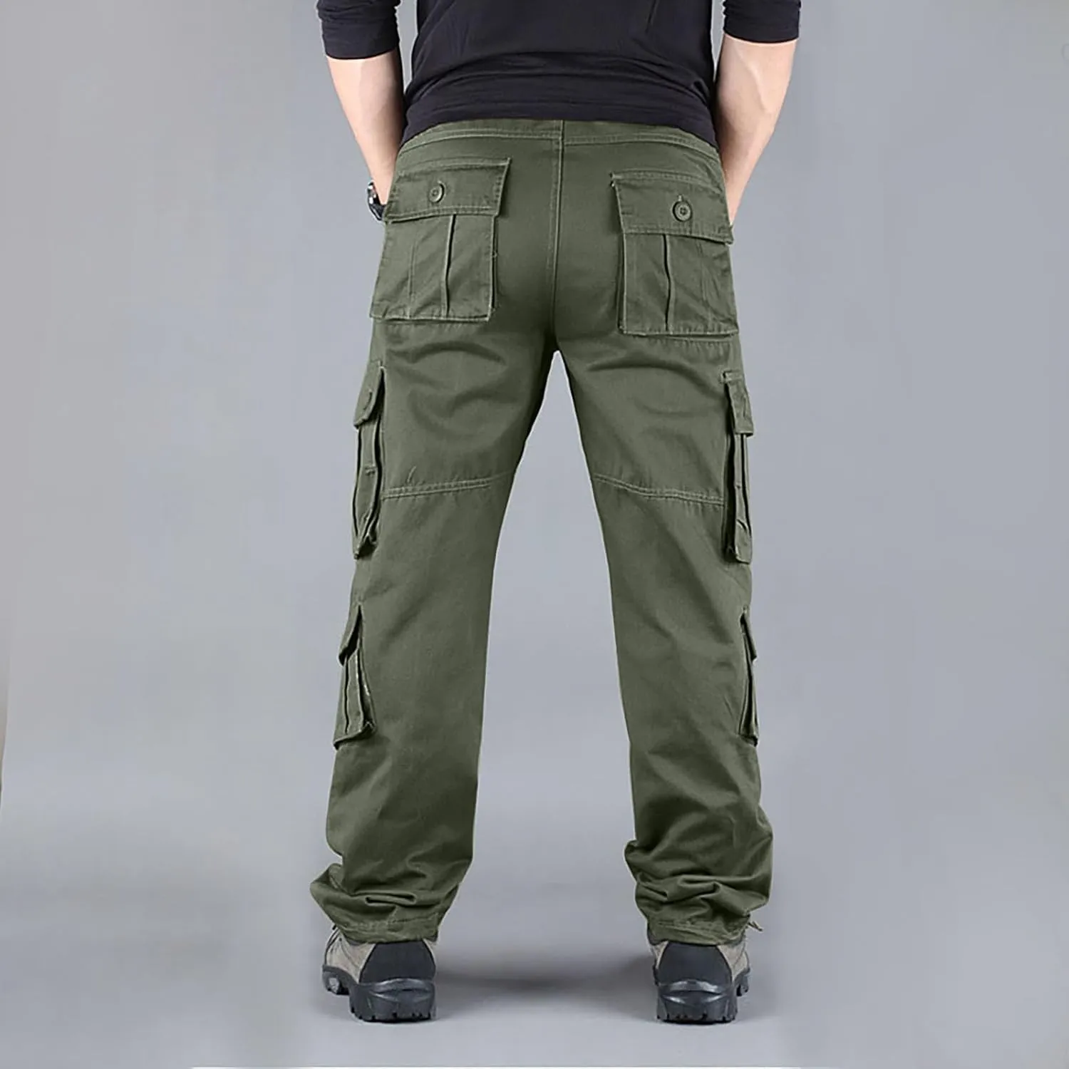 Men's Casual Cargo Pants Lightweight Hiking Work Elastic Waist Tactical Pants