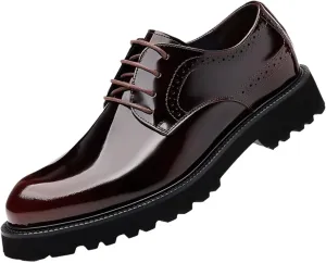 Men's Casual Dress Oxfords Lace Up Business Formal Derby Shoes for Weddings