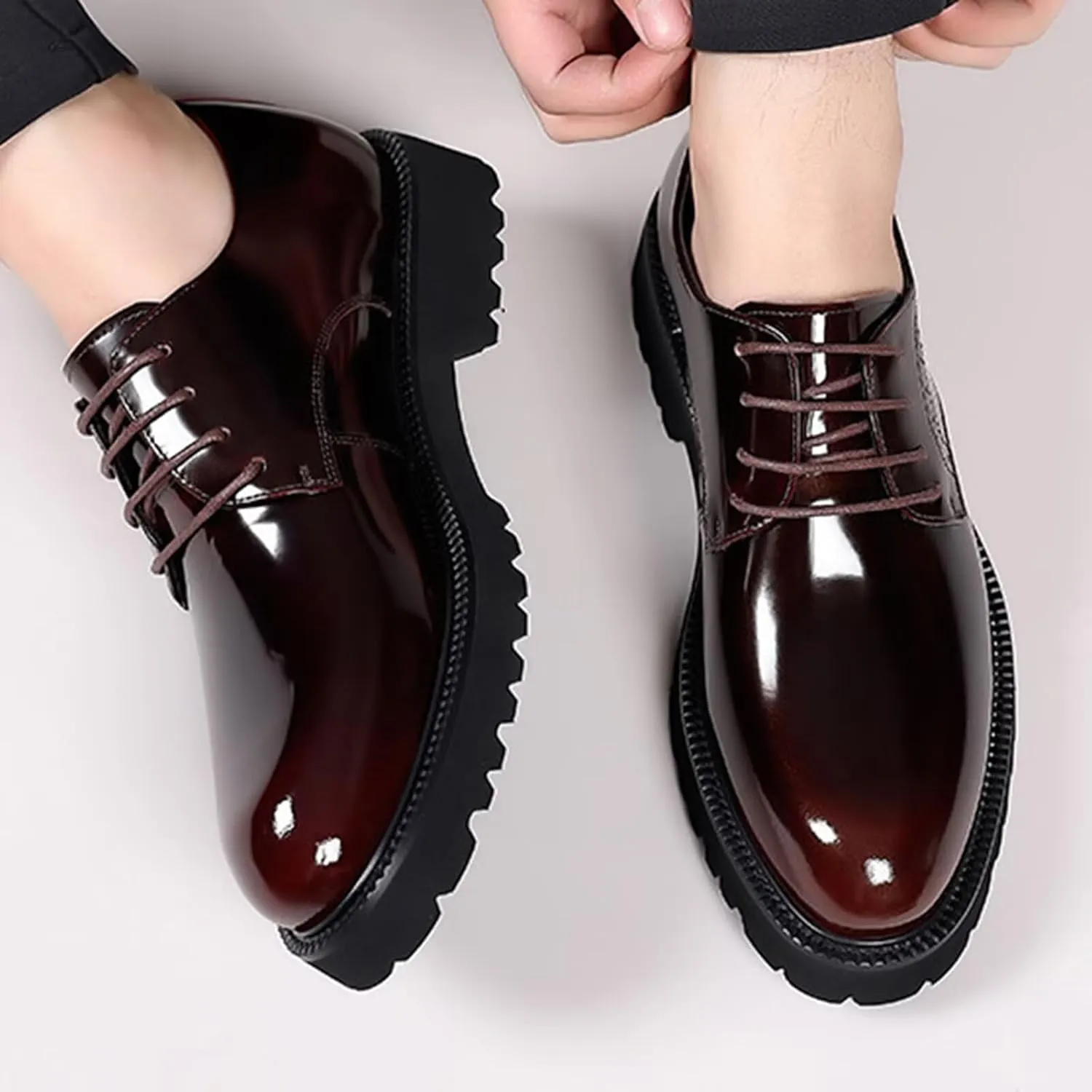 Men's Casual Dress Oxfords Lace Up Business Formal Derby Shoes for Weddings