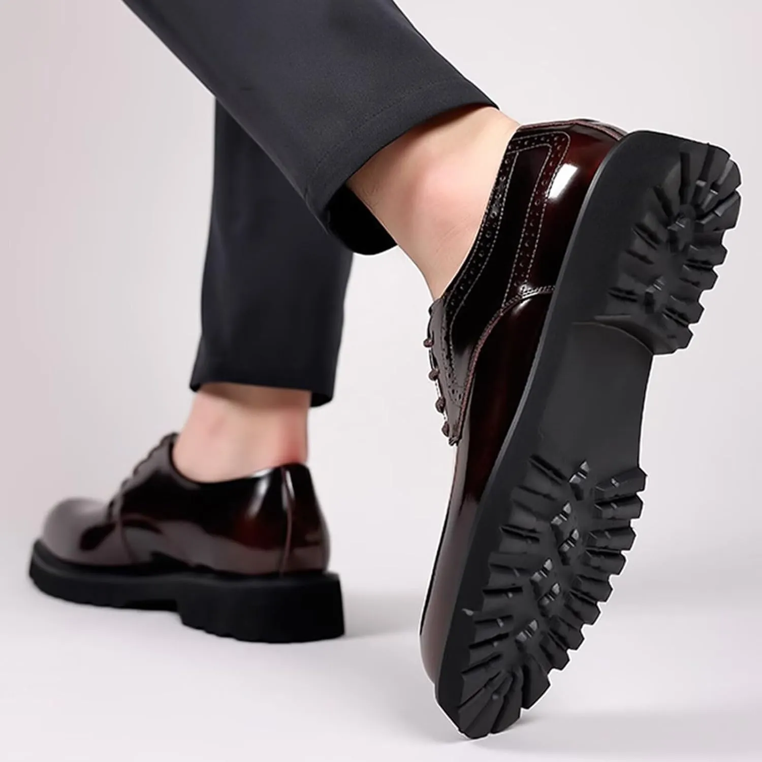 Men's Casual Dress Oxfords Lace Up Business Formal Derby Shoes for Weddings