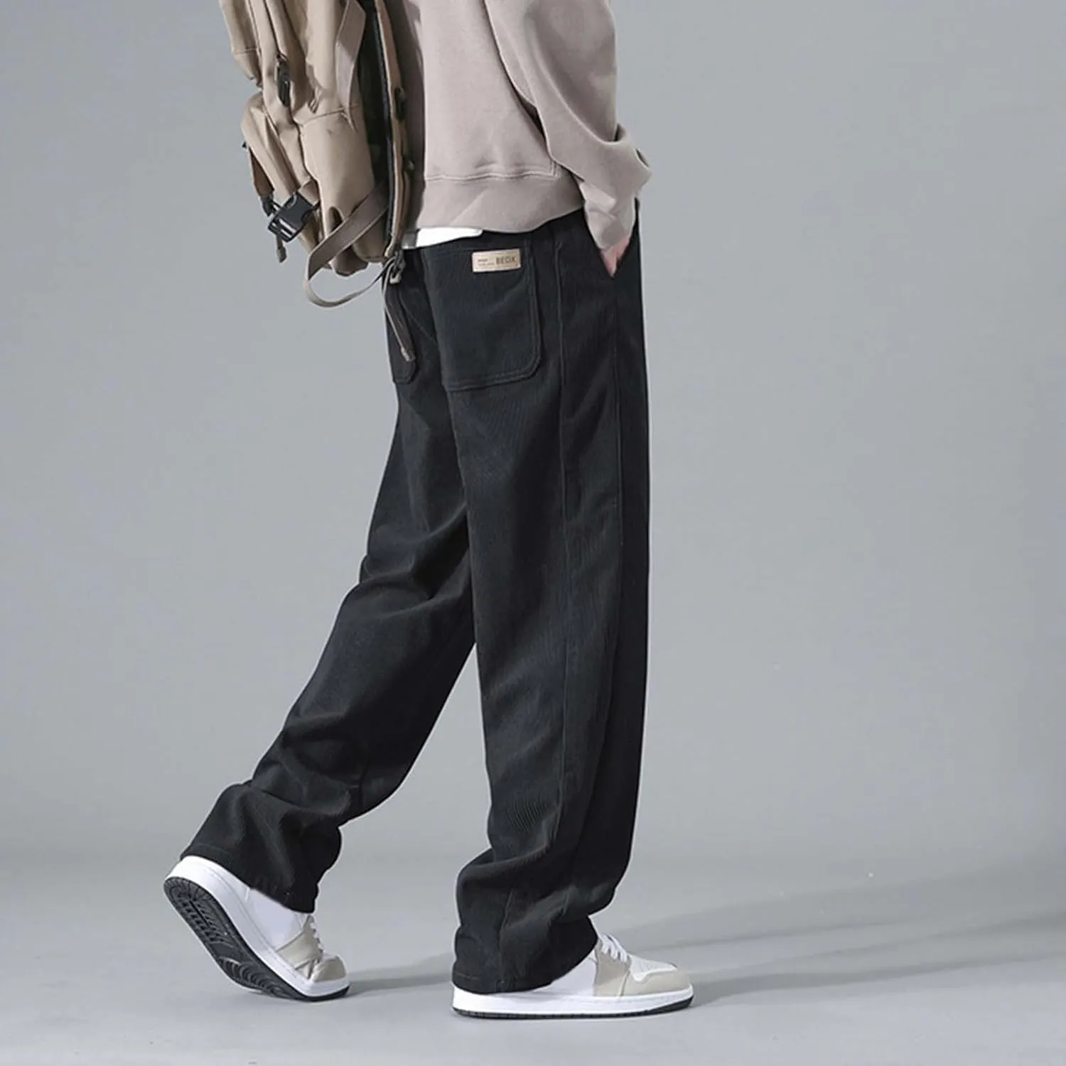 Men's Casual Pants Drawstring Waist Straight-Fit Trousers Lightweight Summer Stylish Outdoor Trousers