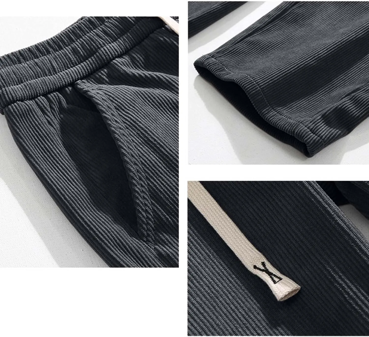 Men's Casual Pants Drawstring Waist Straight-Fit Trousers Lightweight Summer Stylish Outdoor Trousers