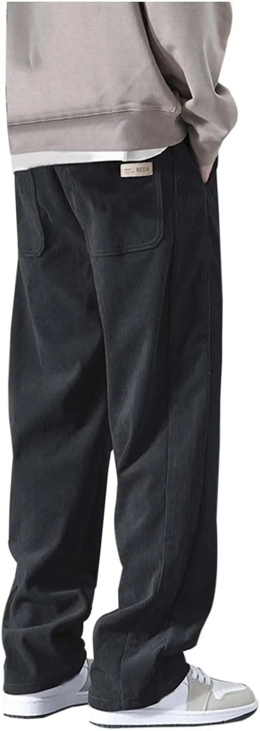 Men's Casual Pants Drawstring Waist Straight-Fit Trousers Lightweight Summer Stylish Outdoor Trousers