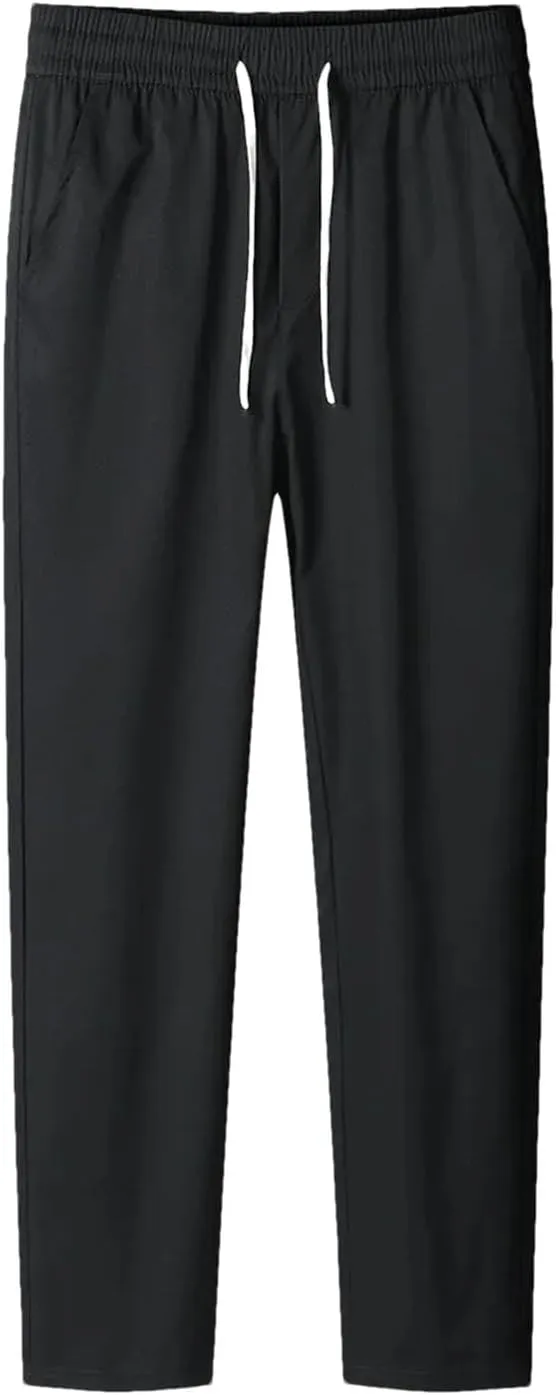Men's Casual Pants Thin Straight Athletic Trousers Elastic Waist Lightweight Sweatpants