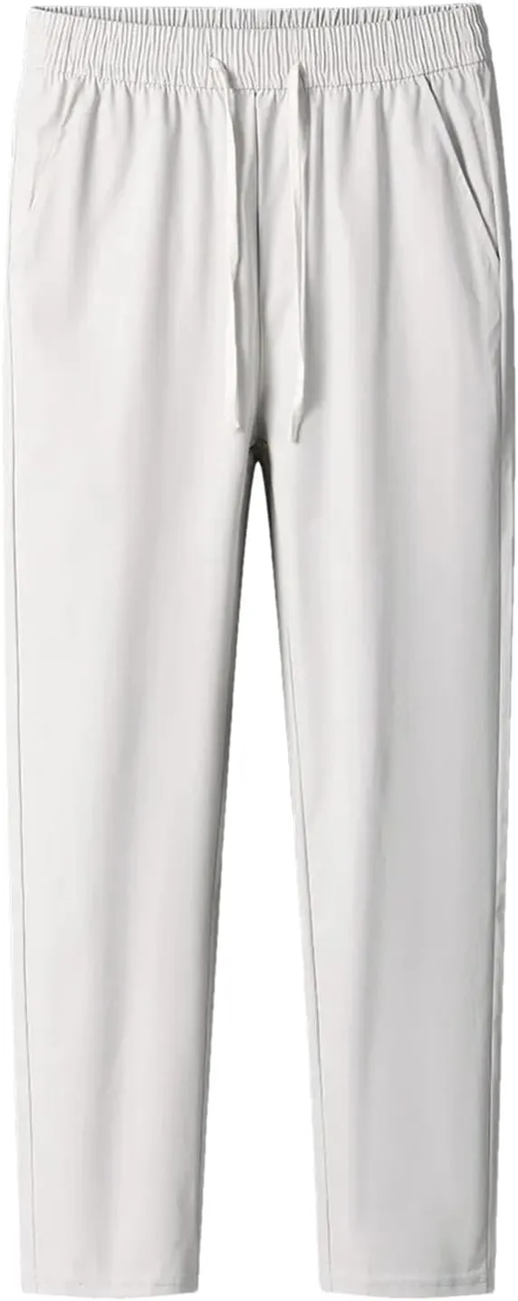 Men's Casual Pants Thin Straight Athletic Trousers Elastic Waist Lightweight Sweatpants