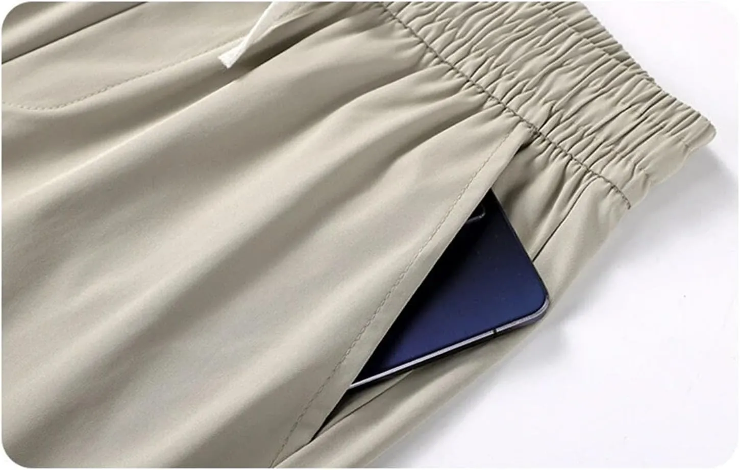 Men's Casual Pants Thin Straight Athletic Trousers Elastic Waist Lightweight Sweatpants