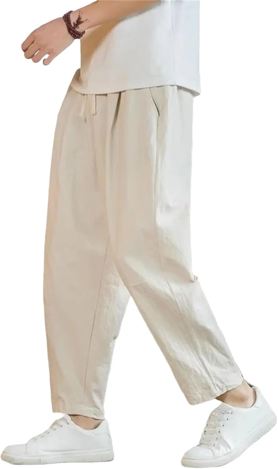 Men's Cotton Linen Lightweight Sweatpants Streetwear Casual Athletic Long Pants Trousers