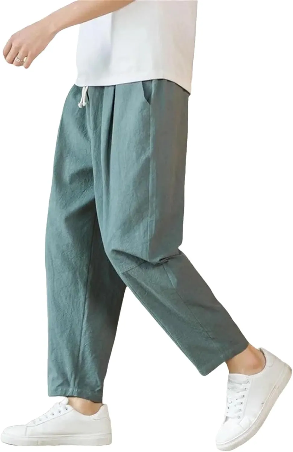 Men's Cotton Linen Lightweight Sweatpants Streetwear Casual Athletic Long Pants Trousers