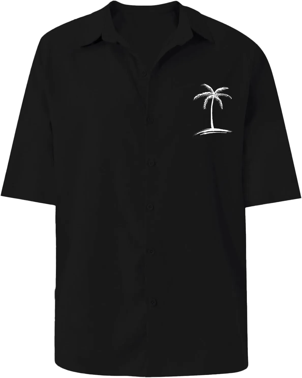 Mens Cotton Linen Shirts Short Sleeve Button Down Shirt Loose Solid Tunic Top Vacation Beach Summer Blouse with Pocket