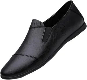Mens Dress Oxford Shoes Luxury Leather Comfort Orthopedic Slip On Round Toe Non Slip Rubber Sole Low Top Working