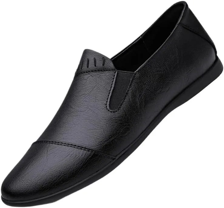 Mens Dress Oxford Shoes Luxury Leather Comfort Orthopedic Slip On Round Toe Non Slip Rubber Sole Low Top Working