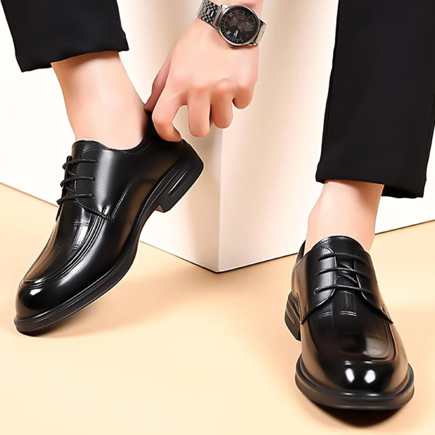 Men's Fashion Dress Oxfords Non Slip Classic Casual Leather Formal Business Shoes