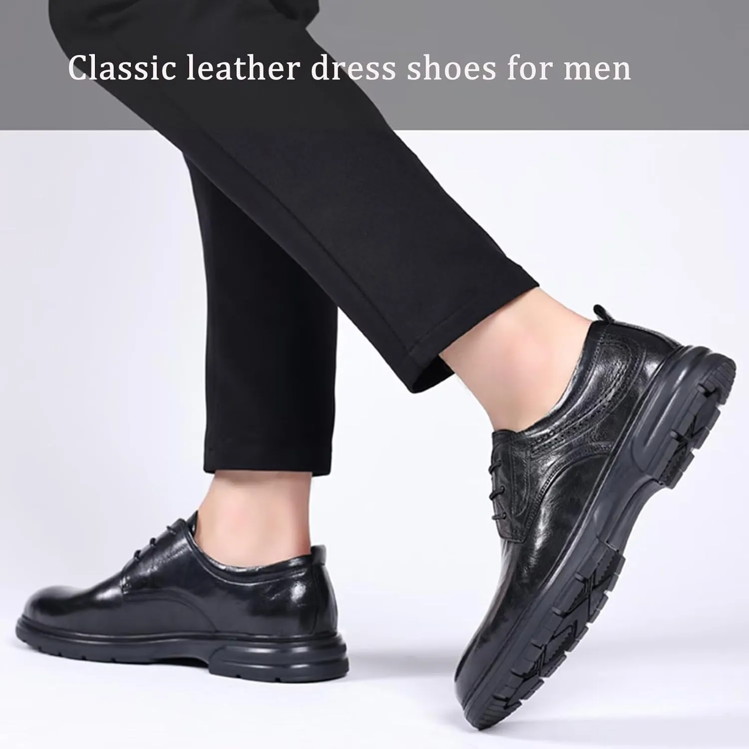 Men's Leather Derby Oxfords Shoes Classic Lace-up Business Wedding Dress Shoes