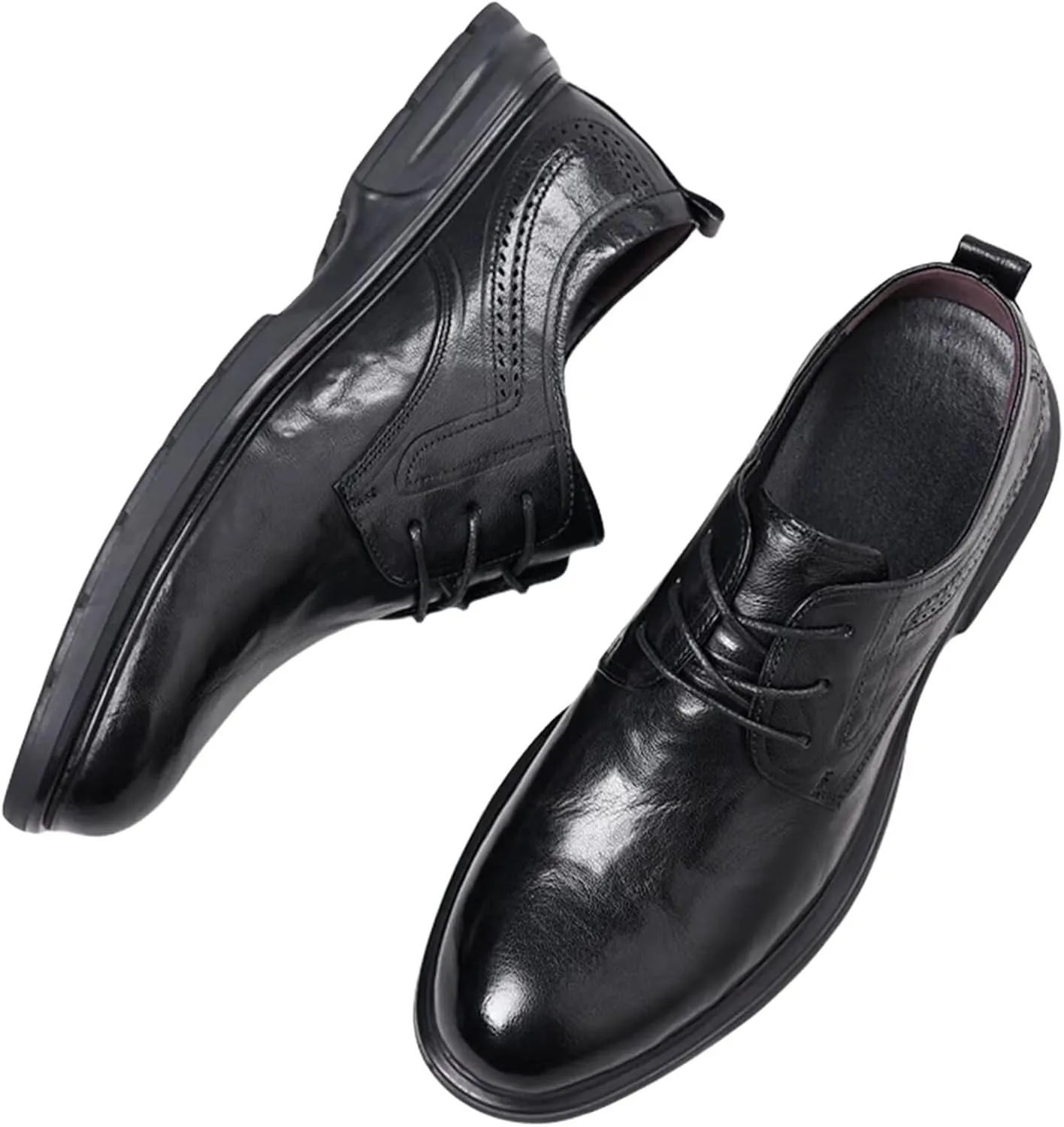 Men's Leather Derby Oxfords Shoes Classic Lace-up Business Wedding Dress Shoes