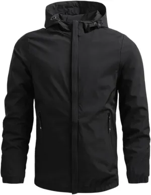 Men's Lightweight Windbreaker Jackets Casual Zip Up Outdoor Travel Jackets With Hooded