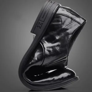 Men's Low Top Oxford Shoes Synthetic Pu Leather Comfort Orthopedic Slip-on Breathable Anti-Slip Block Heel Prom Wedding Shoes