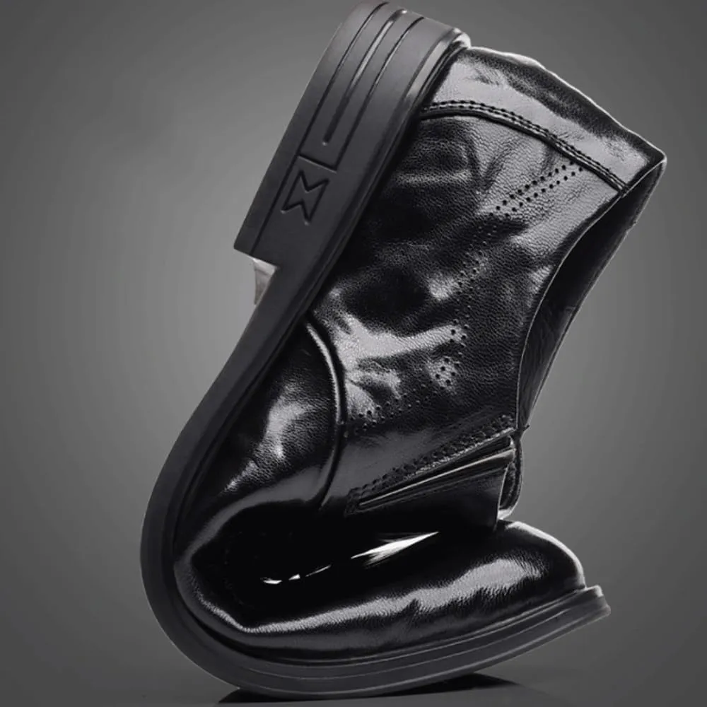 Men's Low Top Oxford Shoes Synthetic Pu Leather Comfort Orthopedic Slip-on Breathable Anti-Slip Block Heel Prom Wedding Shoes