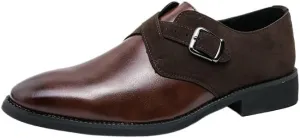 Mens Patchwork Formal Oxford Shoes Leather Comfort Orthopedic Slip On Breathable Business Working Monk with Anti-Slip Rubber Sole