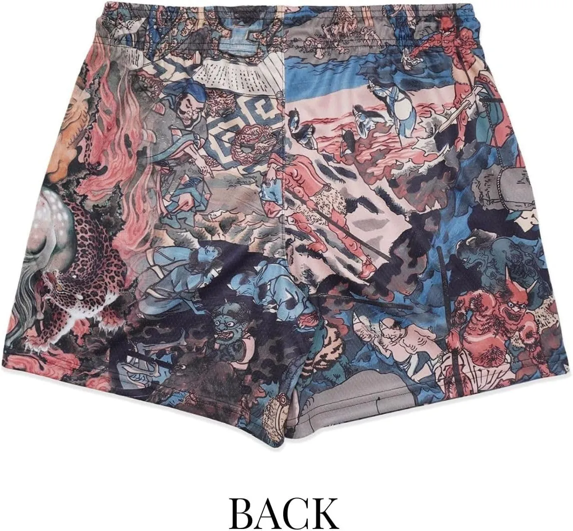 Men's Retro Basketball Shorts - Graphic Streetwear Breathable Mesh Gym Shorts, Lightweight Athletic Shorts with Drawstring