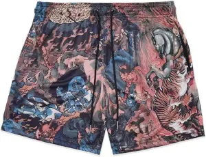 Men's Retro Basketball Shorts - Graphic Streetwear Breathable Mesh Gym Shorts, Lightweight Athletic Shorts with Drawstring