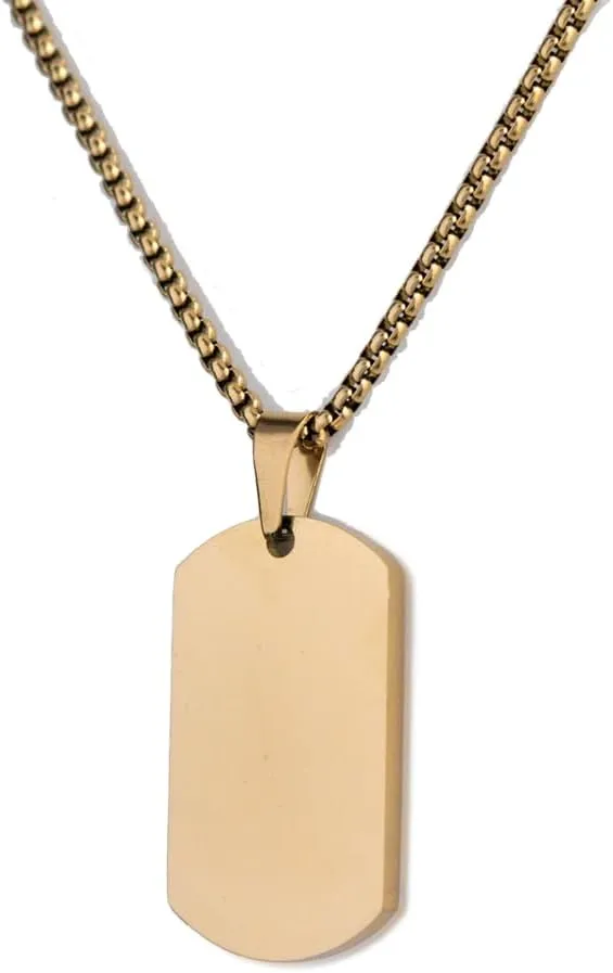 Mens Stainless Steel Dog Tag Pendant Necklace,Simple Blank Pendant Necklaces Jewelry Gifts for Men Women, 24" Box Chain