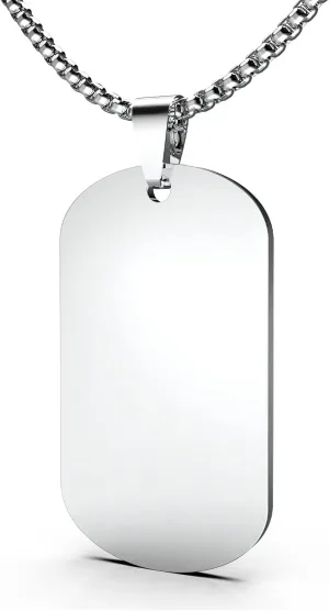 Mens Stainless Steel Dog Tag Pendant Necklace,Simple Blank Pendant Necklaces Jewelry Gifts for Men Women, 24" Box Chain
