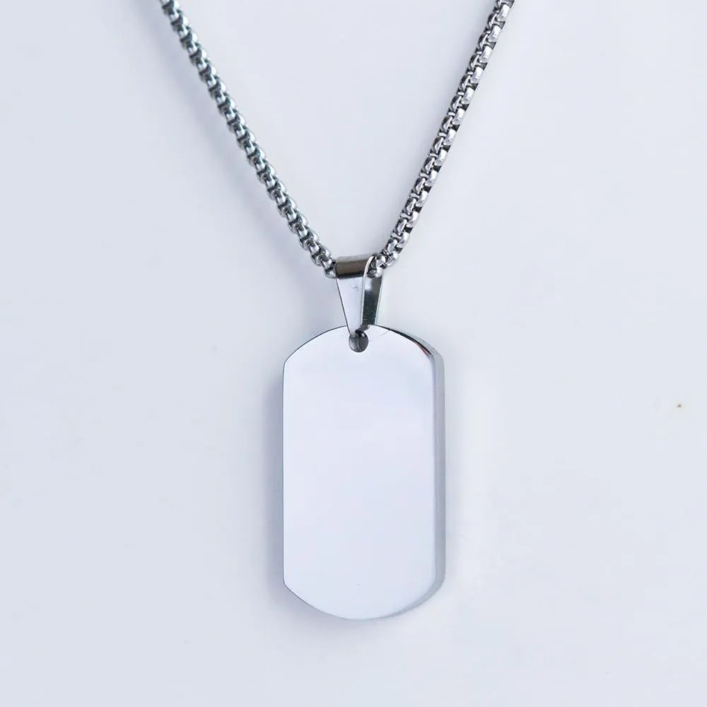 Mens Stainless Steel Dog Tag Pendant Necklace,Simple Blank Pendant Necklaces Jewelry Gifts for Men Women, 24" Box Chain