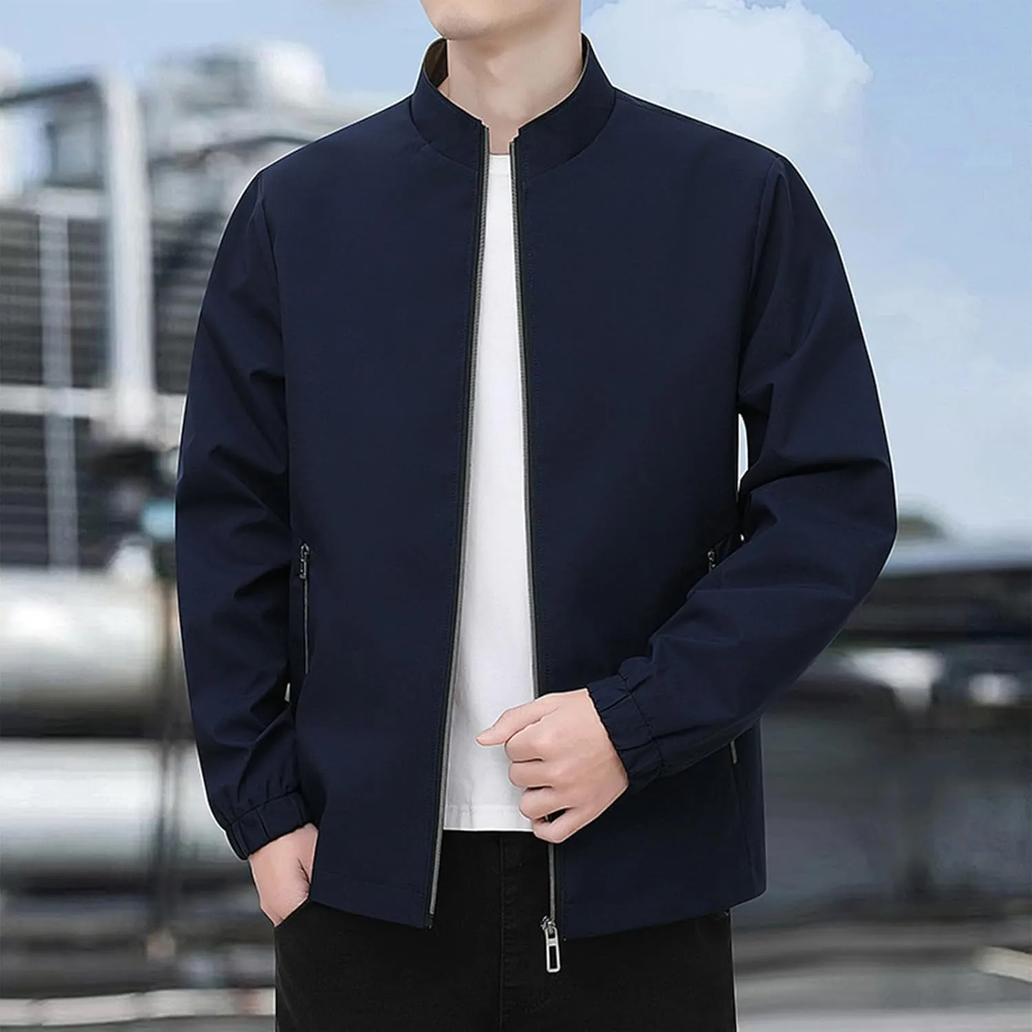 Men's Varsity Jackets Casual Mens Bomber Jacket Fashion Mens Windbreaker Jackets Lightweight Zip Up Jacket Coat