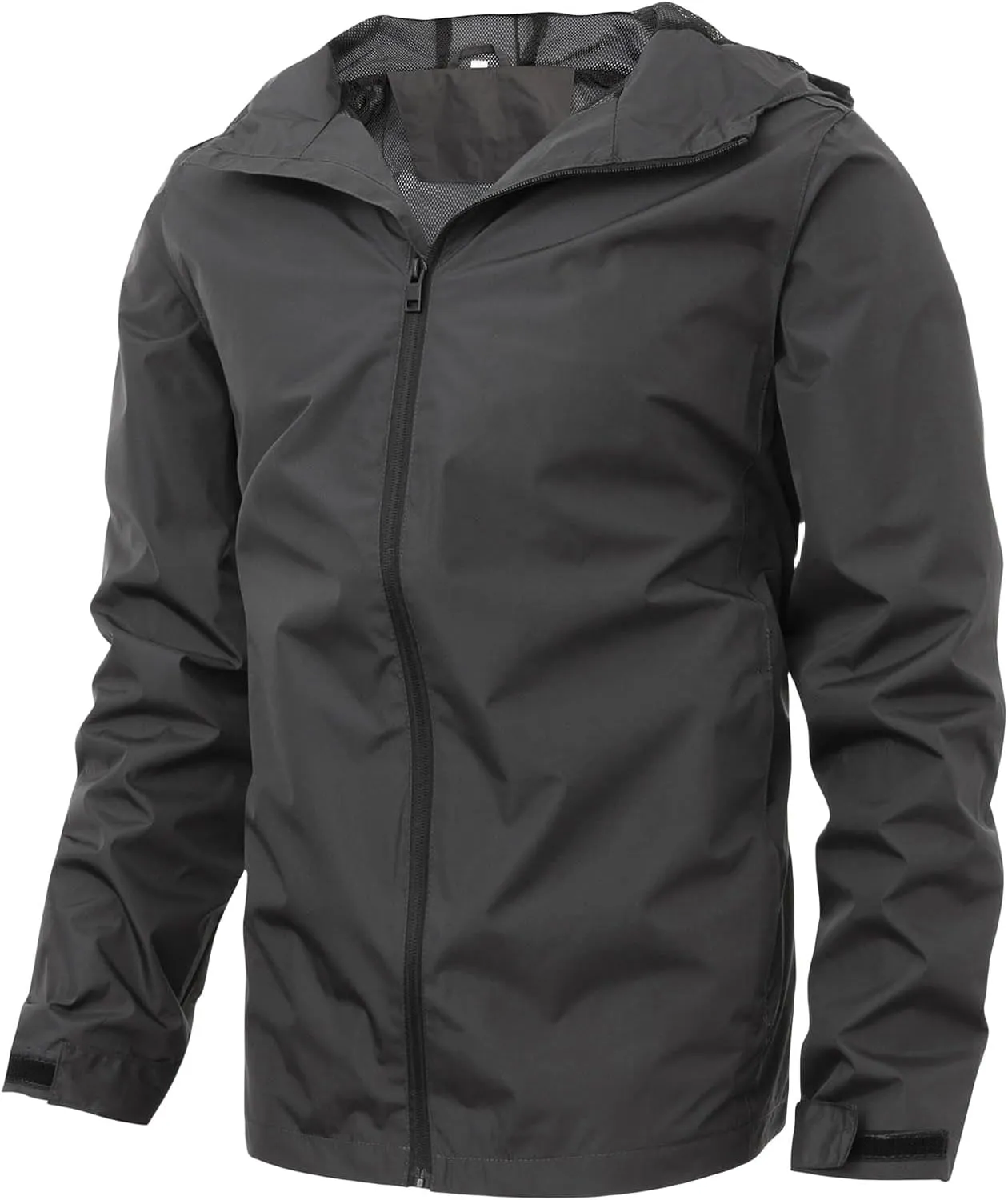Men's Wind Resistant Front Zip Jackets Hooded Lightweight Packable Windbreaker Coats