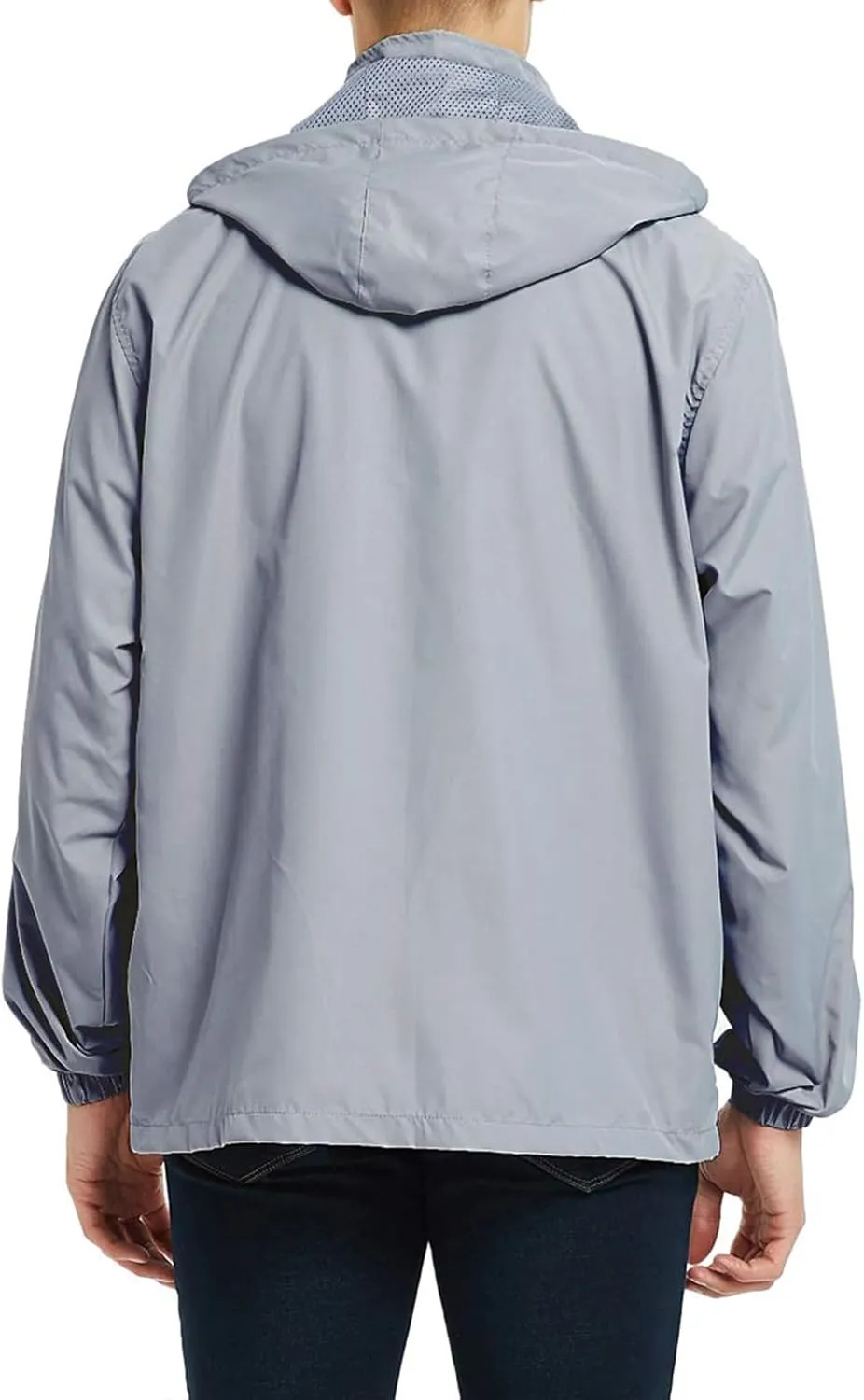 Men's Windbreaker Jacket Outdoor Soft Shell Jackets Lightweight Windproof Waterproof Rain Coat with Removable Hood
