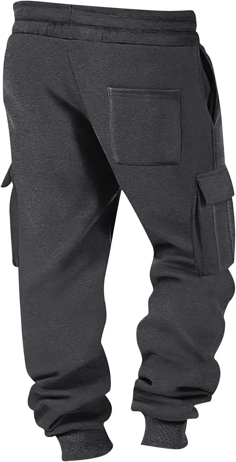 Mens Work Cargo Pants Lightweight Baggy Tactical Casual Cotton Gym Sweatpants Trousers