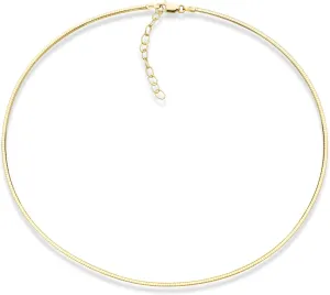 Miabella 18K Gold Over 925 Sterling Silver Italian 2mm 2.5mm Dome Omega Necklace for Women/Adjustable from 16-18 Inches with Extender/Made in Italy
