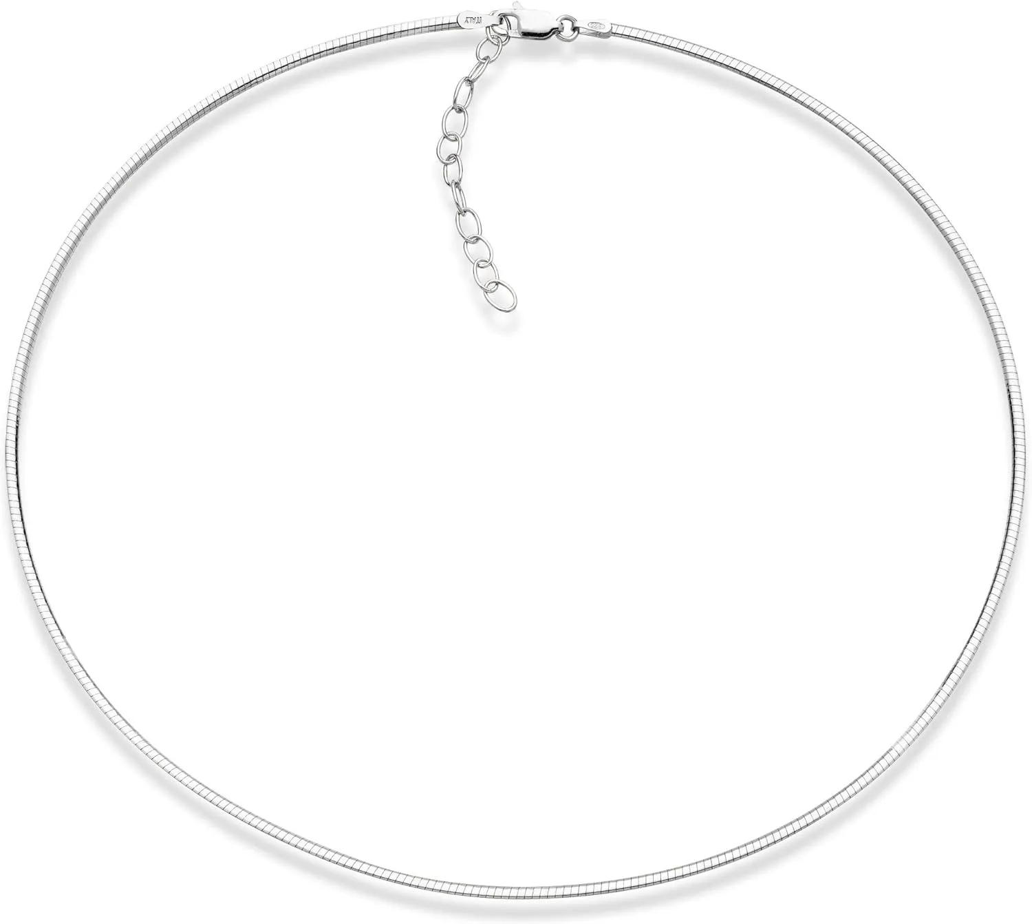 Miabella 925 Sterling Silver Italian 2mm 2.5mm Dome Omega Necklace for Women/Adjustable from 16-18 Inches with Extender/Made in Italy