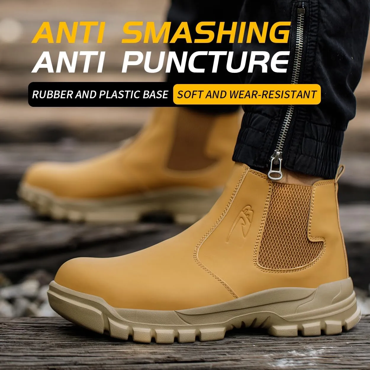 Micoklinlin Steel Toe Boots for Women Waterproof Safety Shoes Leather Chelsea Boots Puncture Proof Non-slip Work Boots
