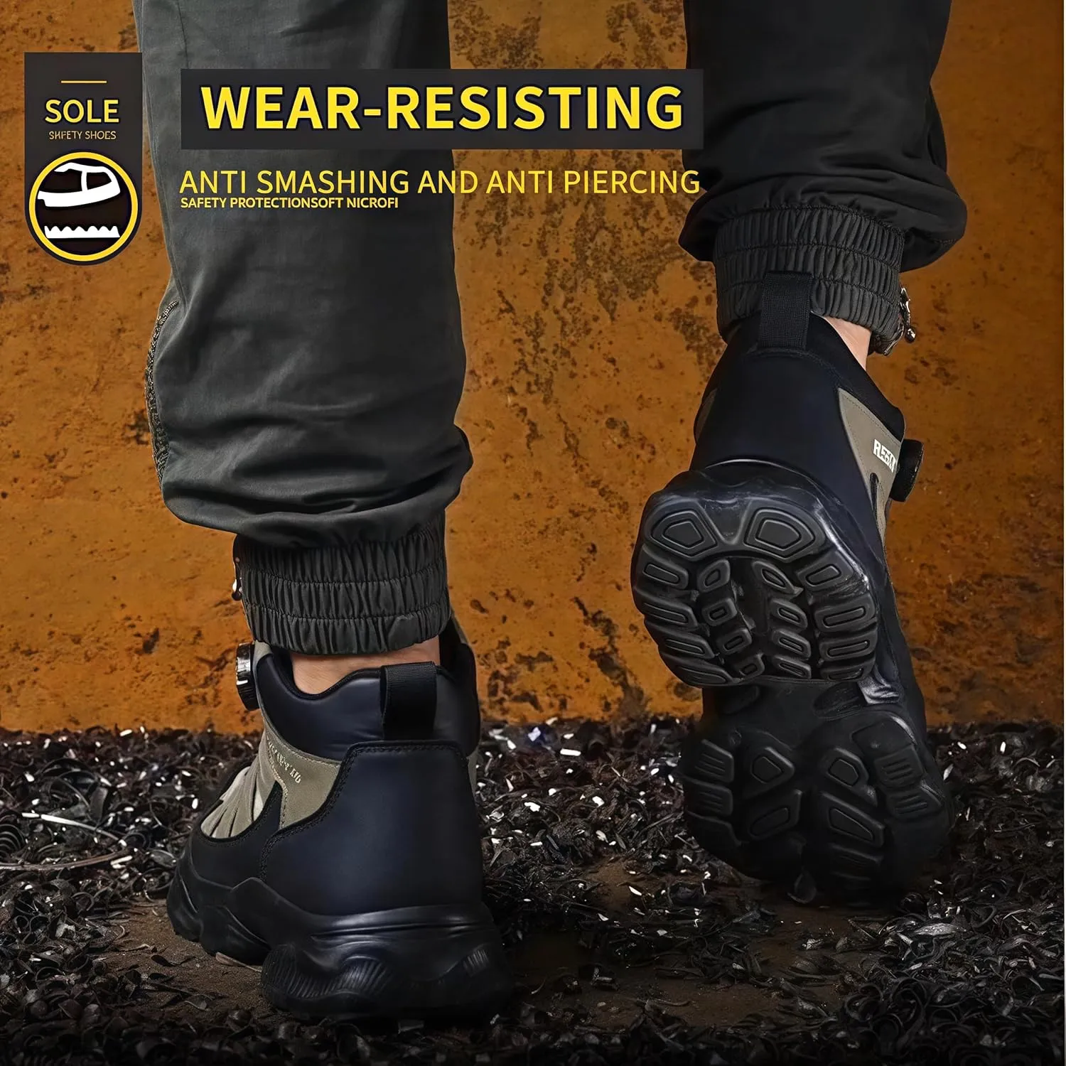 Microfiber Leather Steel Toe Boots for Men Women, All Seasons High top Steel Toe Safety Boots, Lightweight Breathable Soft-soled Protective Shoes for Industrial & Construction