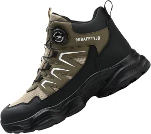 Microfiber Leather Steel Toe Boots for Men Women, All Seasons High top Steel Toe Safety Boots, Lightweight Breathable Soft-soled Protective Shoes for Industrial & Construction