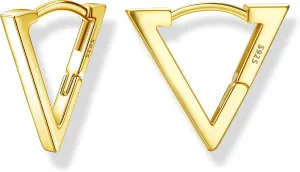 Milacolato 925 Sterling Silver Small Hoop Earrings for Women 18K Gold Plated Geometric Huggie Hoop Earrings Hypoallergenic Triangle Rectangle Heart Star Oval Hoop Earrings for Women