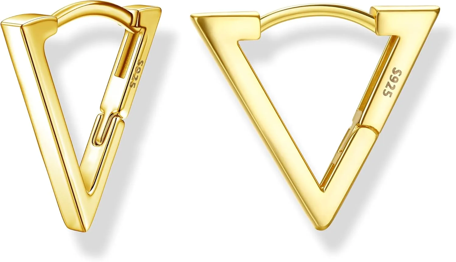 Milacolato 925 Sterling Silver Small Hoop Earrings for Women 18K Gold Plated Geometric Huggie Hoop Earrings Hypoallergenic Triangle Rectangle Heart Star Oval Hoop Earrings for Women