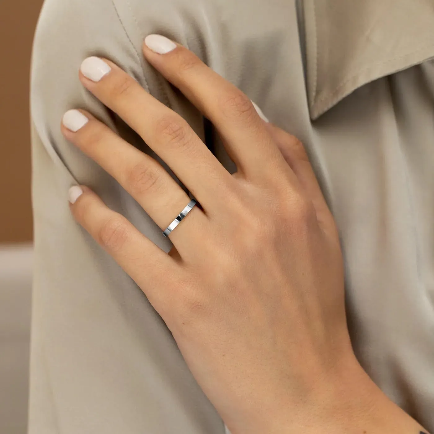 MILACOLATO S925 Sterling Silver Rings for Women Men 18K White Gold Plated Stackable Statement Thin Plain Thumb Ring High Polished Wedding Band Ring Comfort Fit Size 4 to 12, 1mm 2mm 3mm 4mm 6mm