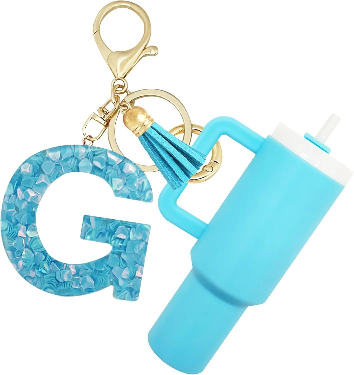 Mini Tumbler Keychain,Cute Cup Keychain with Initial letter For Stanley Cup Backpack Chapstick Holder Women Girl