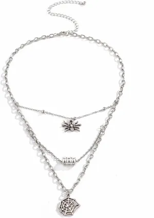 Minimalist Necklaces for Women, Womens Layered Necklaces Spider Web White Gold Silver Plated 57 Cm