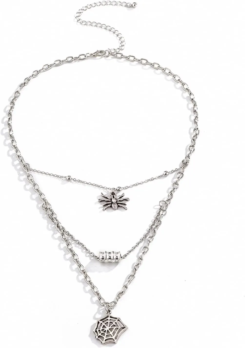 Minimalist Necklaces for Women, Womens Layered Necklaces Spider Web White Gold Silver Plated 57 Cm