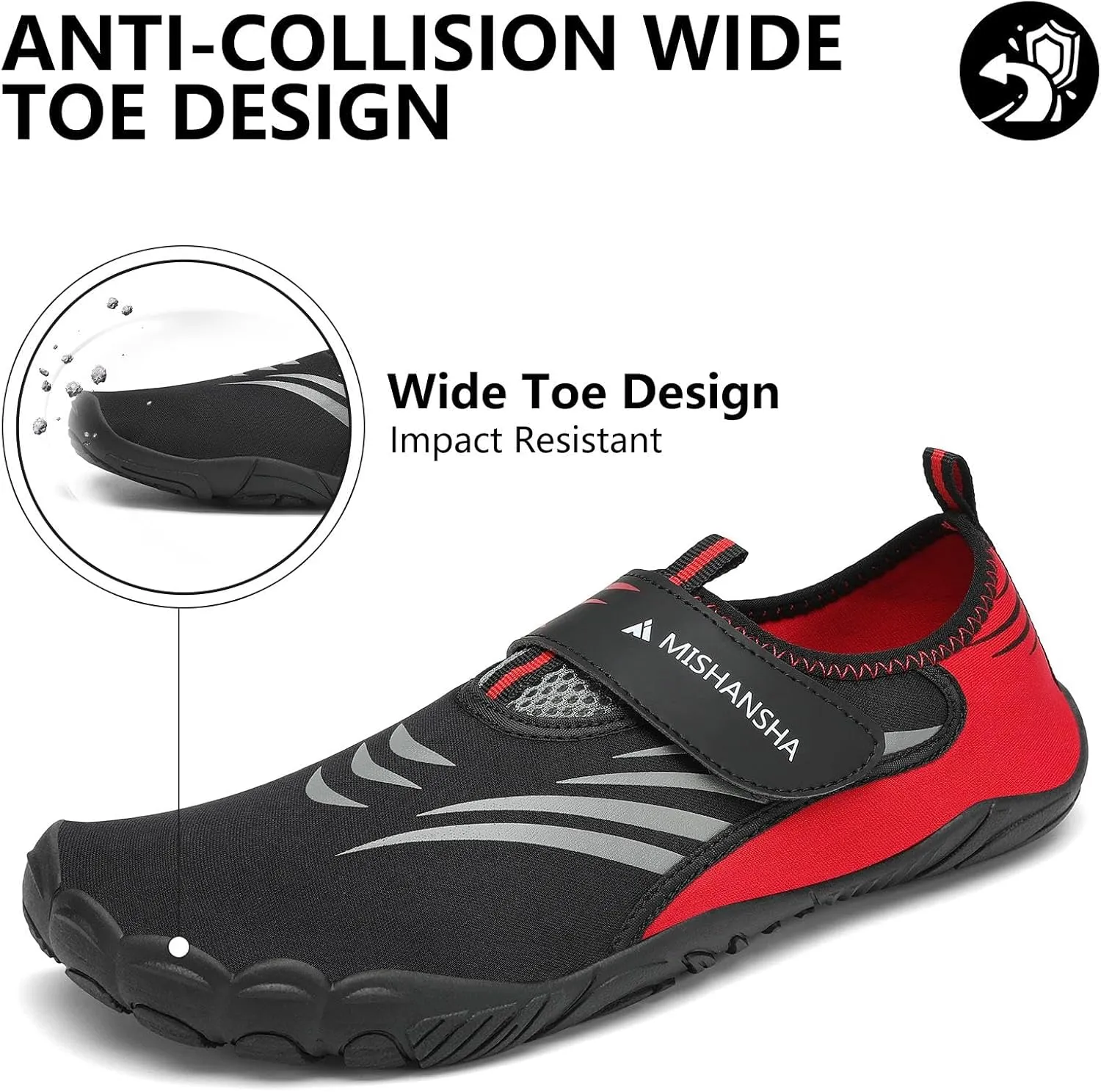 Mishansha Womens Mens Water Swim Shoes Wide Toe Box Barefoot Shoes US Size 5.5-13.5 Women / 3-11.5 Men