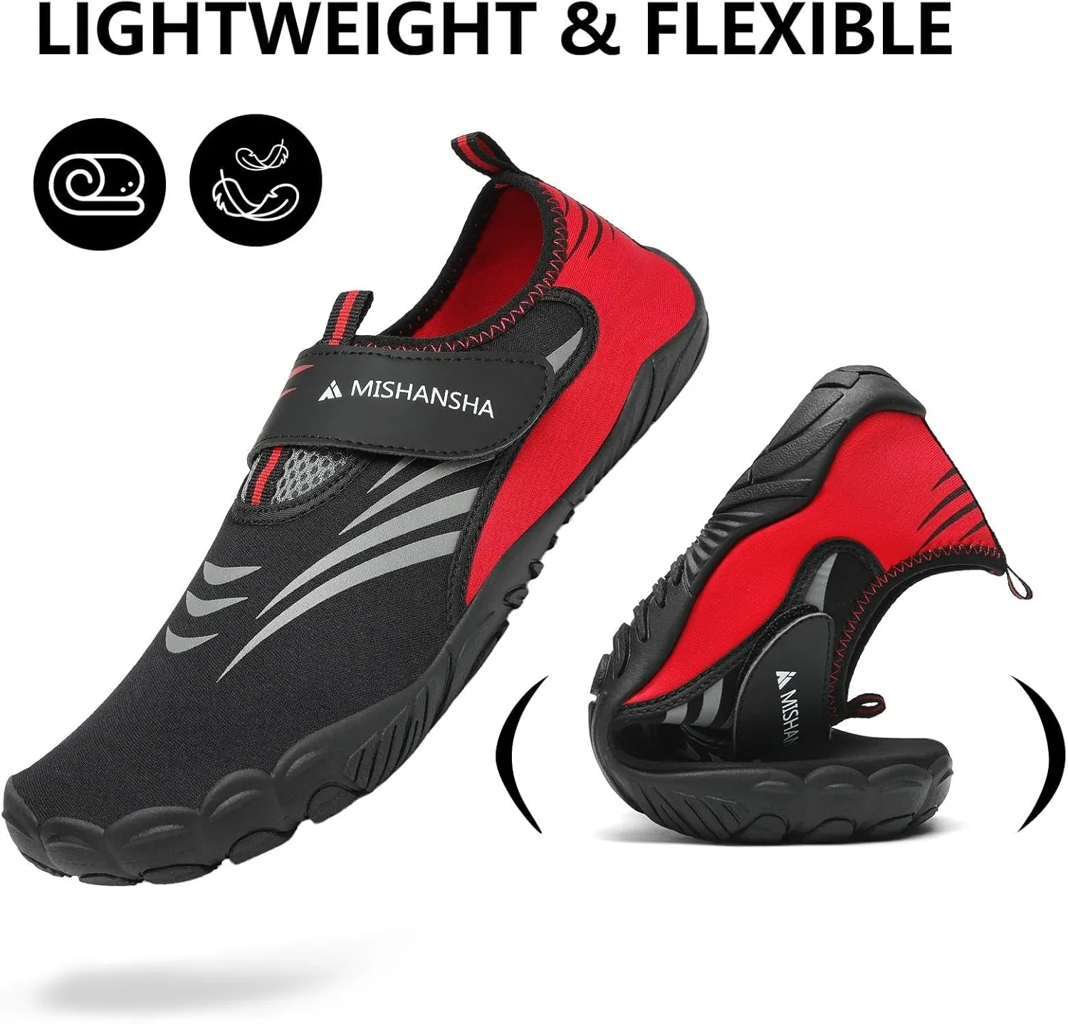Mishansha Womens Mens Water Swim Shoes Wide Toe Box Barefoot Shoes US Size 5.5-13.5 Women / 3-11.5 Men
