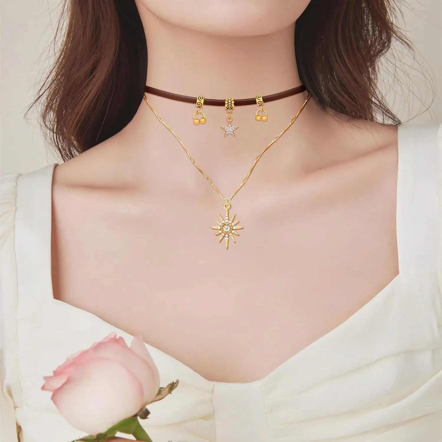 MISS RIGHT Necklaces for Women Adjustable Classic Collar Necklaces for Women Red Choker Snowflake Choker Necklace Christmas Necklaces for Women Snowflake Pendant Choker Winter Jewelry Gift