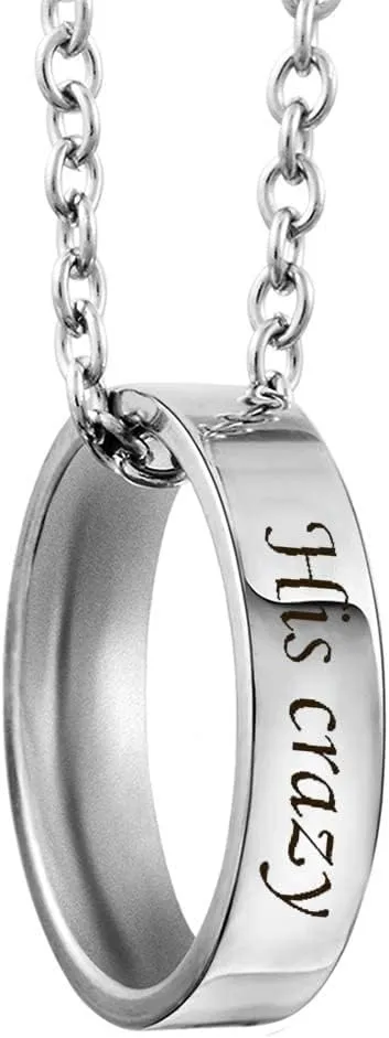 MJartoria Matching Necklaces for Couples-His and Her Engraved Ring Pendant Necklaces Anniversary Valentines Gifts for Boyfriends Girlfriends