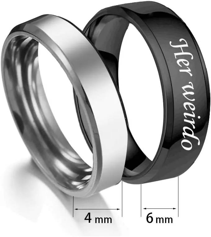 MJartoria Matching Necklaces for Couples-His and Her Engraved Ring Pendant Necklaces Anniversary Valentines Gifts for Boyfriends Girlfriends
