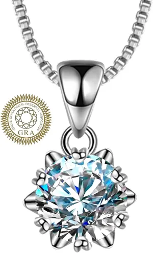 Moissanite Necklaces for Women, Adjustable 925 Sterling Silver, 1CT D Color Moissanite Pendant Jewelry Gift for Women, Anniversary Mother's Day Valentines Christmas Gift with GRA Certificate